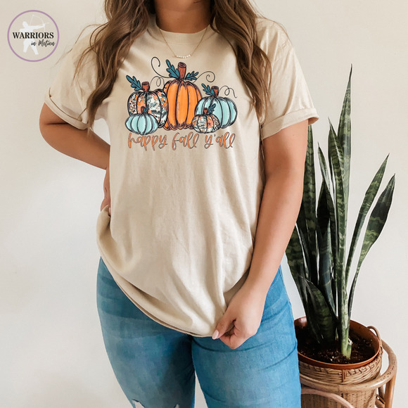Harvest Tees, Happy Fall Ya'll, Pumpkin Tee, Harvest Shirt, Unisex Graphic Tee - Picture 1 of 4